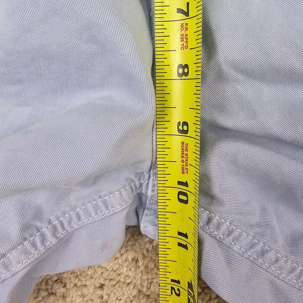 American Eagle Mens 28 Light Blue Seersucker Cargo Shorts Y2K Utility